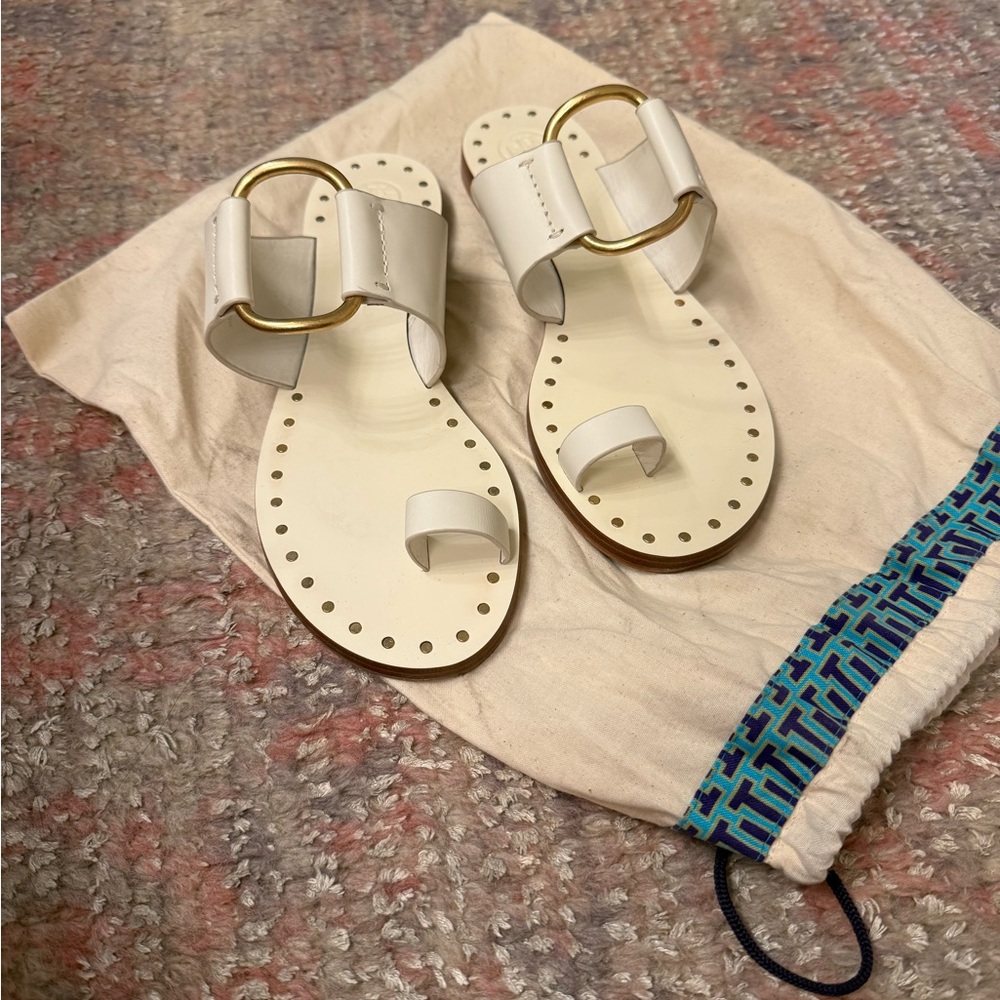 Tory Burch Ravello Leather Sandals with Gold Buckle size 9